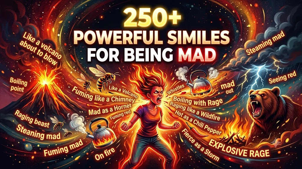 250+ Powerful Similes for Being Mad