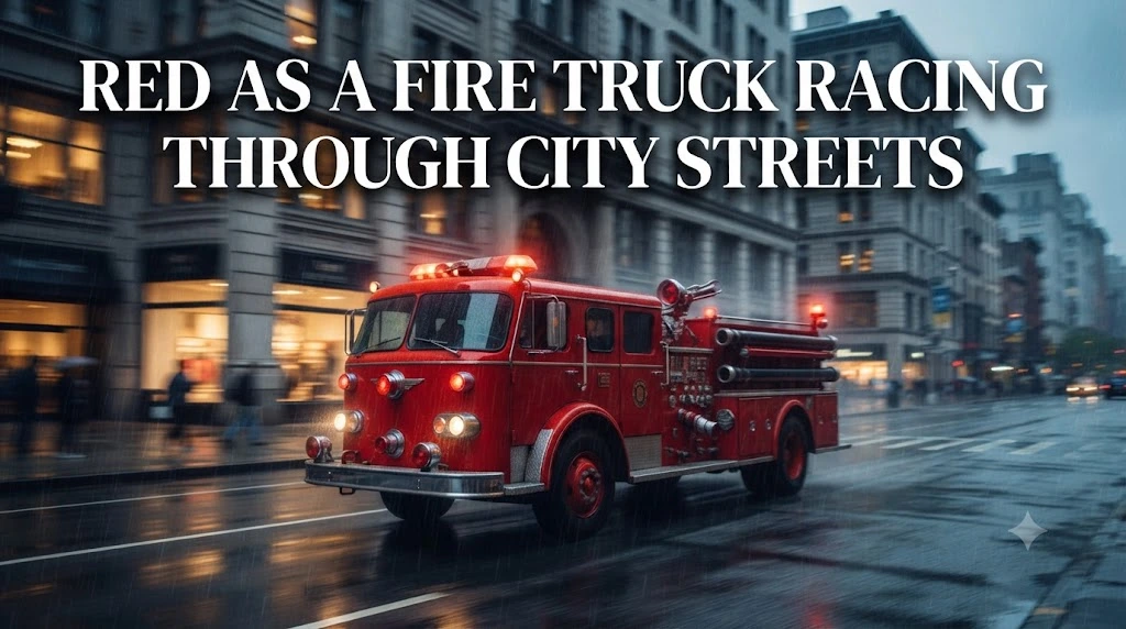 Red as a Fire Truck Racing Through City Streets